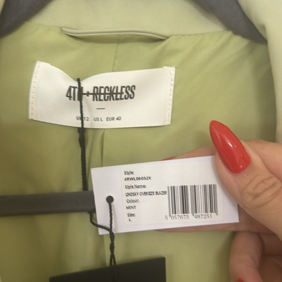 NWT 4th + Reckless Lindsay Oversize Blazer - Mint - Picture 6 of 8